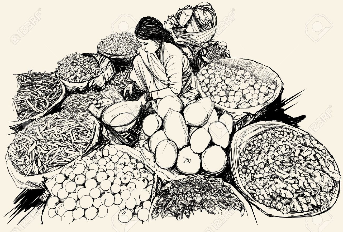 Woman selling fruits market
